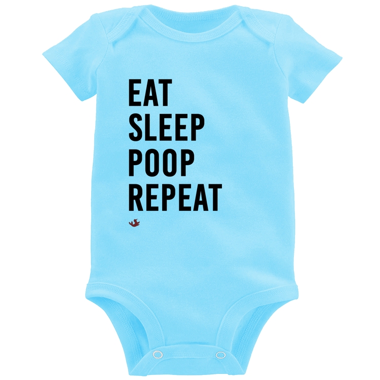 Body Bebê Eat, Sleep, Poop, Repeat - Azul Bebê