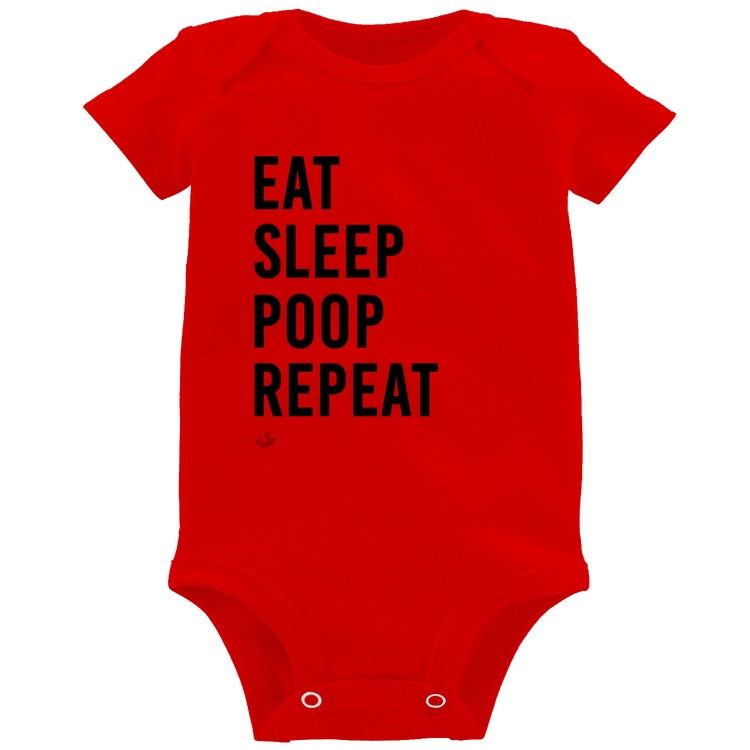 Body Bebê Eat, Sleep, Poop, Repeat - Vermelho