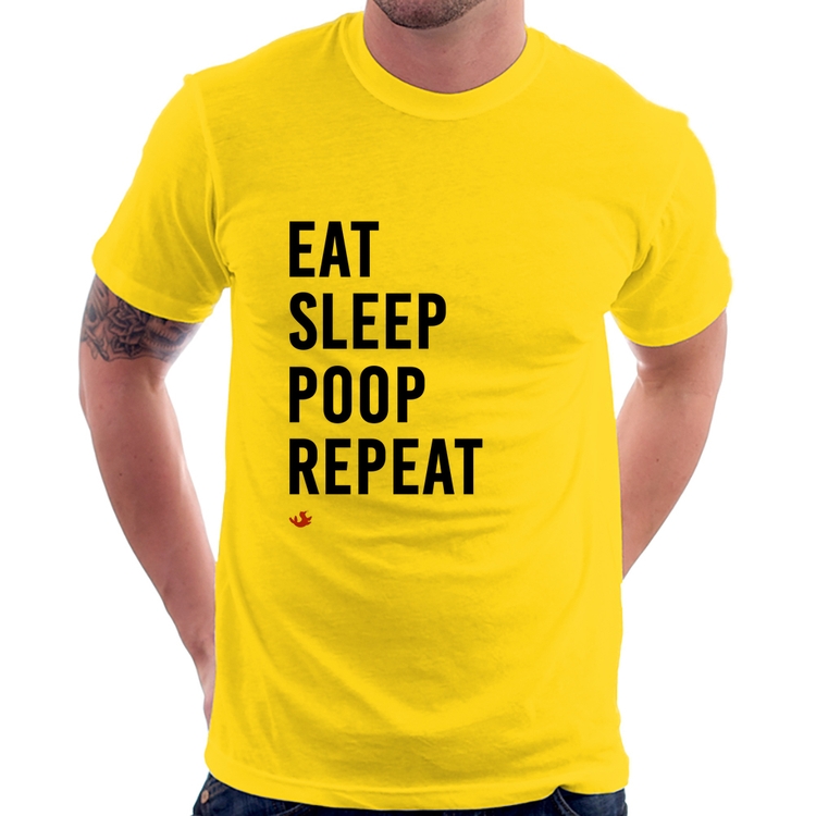 Camiseta Eat, Sleep, Poop, Repeat - Amarela