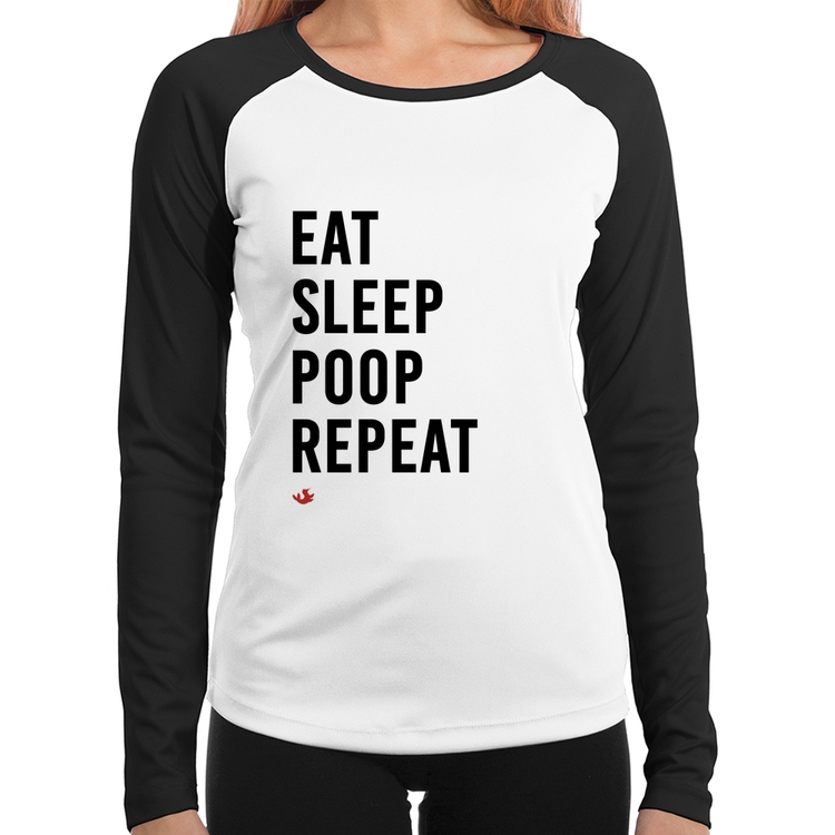 Baby Look Raglan Eat, Sleep, Poop, Repeat Manga Longa