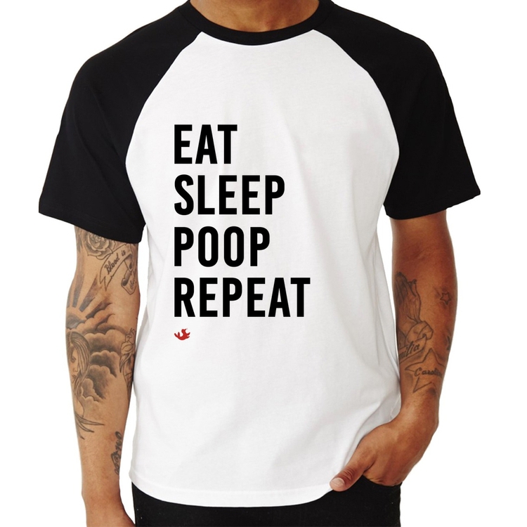 Camiseta Raglan Eat, Sleep, Poop, Repeat