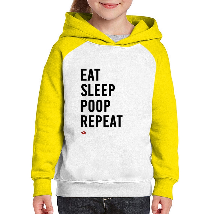 Moletom Infantil Eat, Sleep, Poop, Repeat - Branco/Amarelo