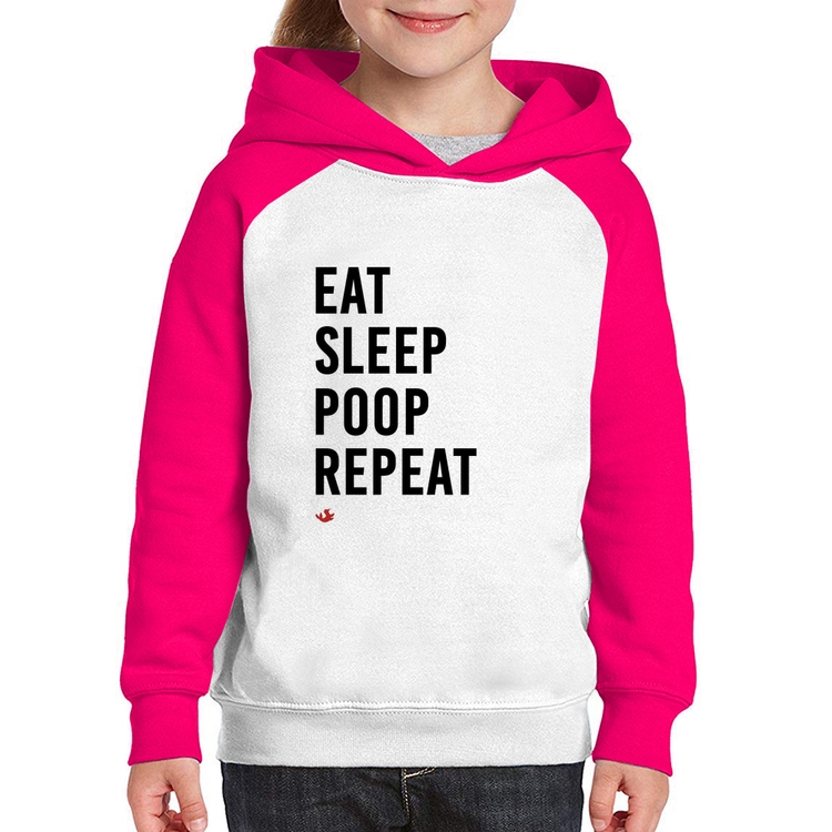 Moletom Infantil Eat, Sleep, Poop, Repeat - Branco/Rosa