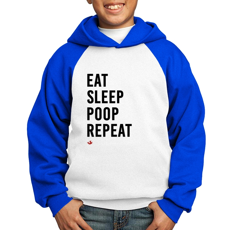 Moletom Infantil Eat, Sleep, Poop, Repeat - Branco/Azul