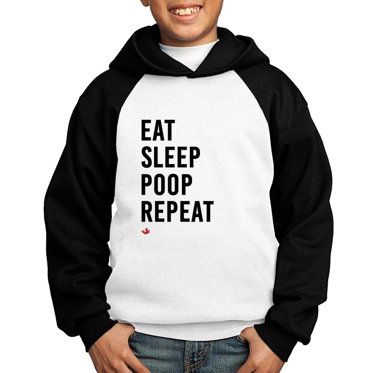Moletom Infantil Eat, Sleep, Poop, Repeat - Branco/Preto