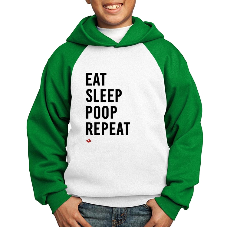 Moletom Infantil Eat, Sleep, Poop, Repeat - Branco/Verde