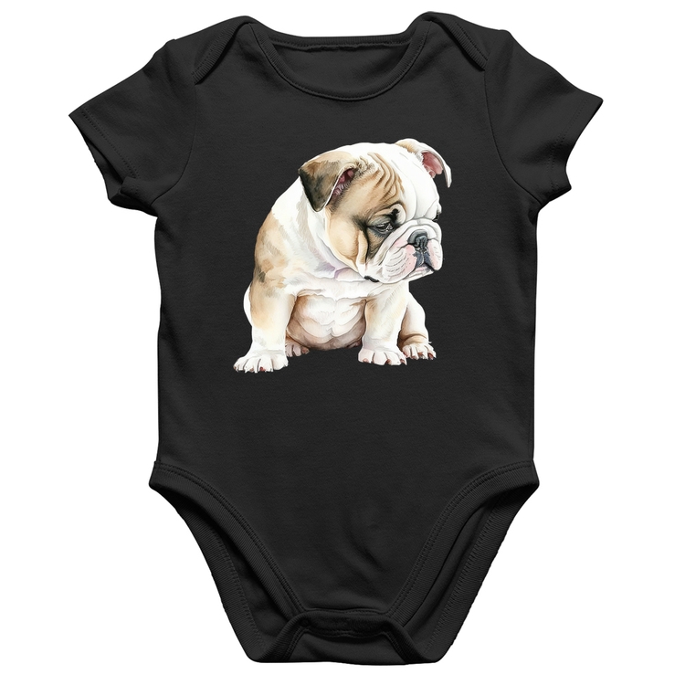 Body Bebê Algodão Cachorro Buldogue Inglês