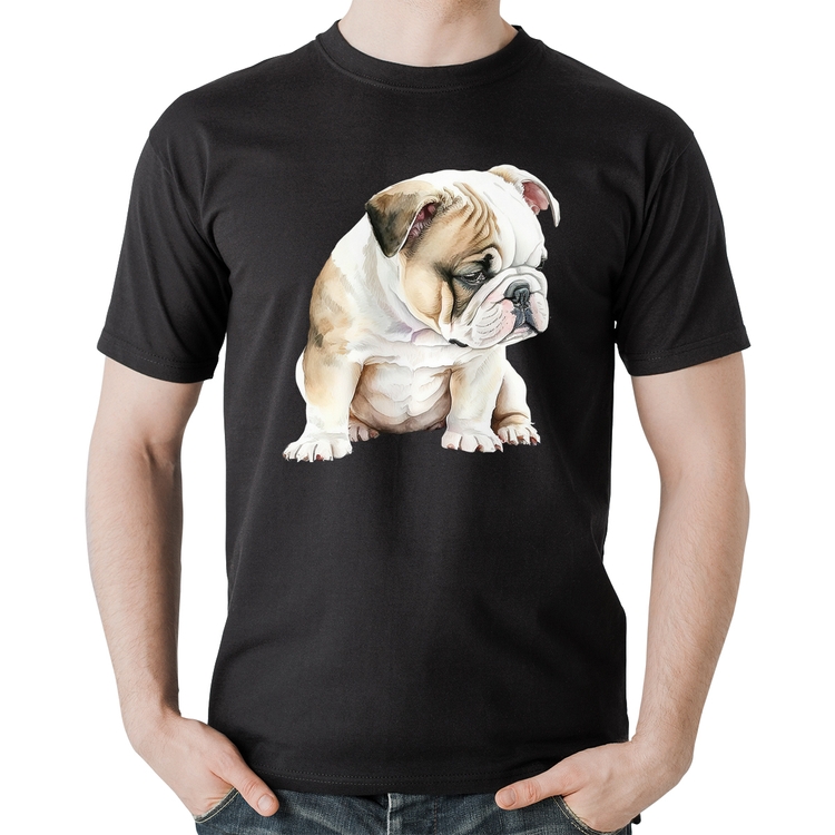Camiseta Algodão Cachorro Buldogue Inglês