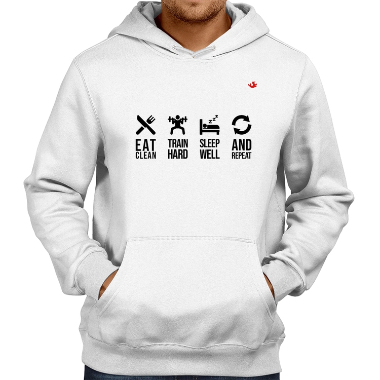 Moletom Eat, train, sleep, repeat - Branco