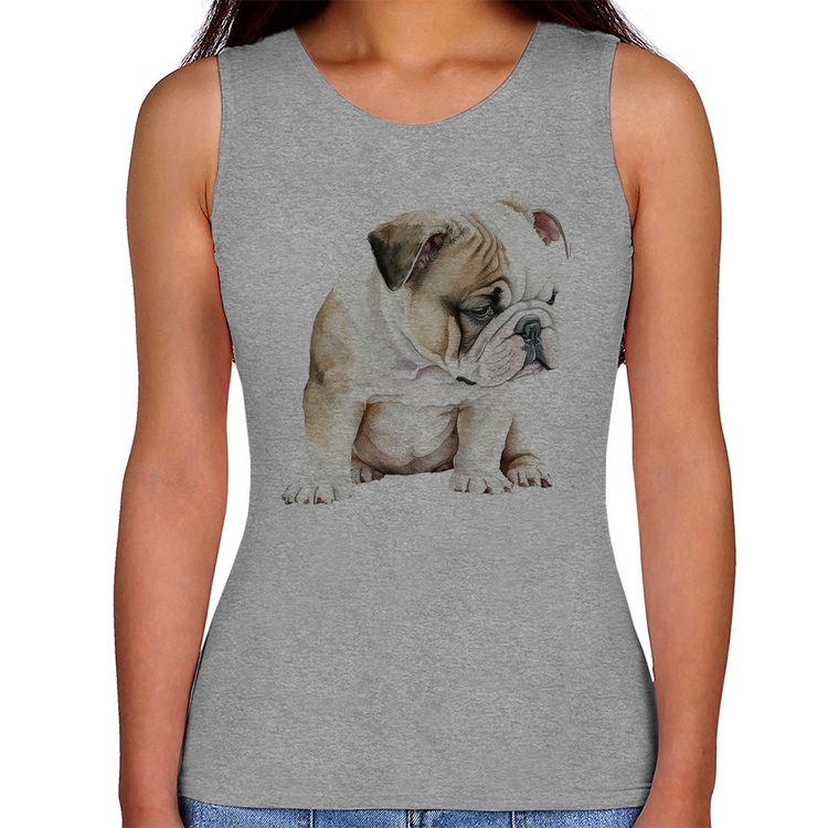 Regata Feminina Cachorro Buldogue Inglês - Cinza