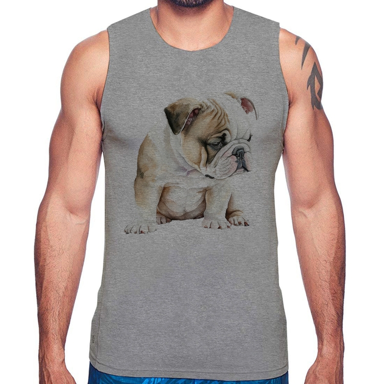 Regata Cachorro Buldogue Inglês - Cinza