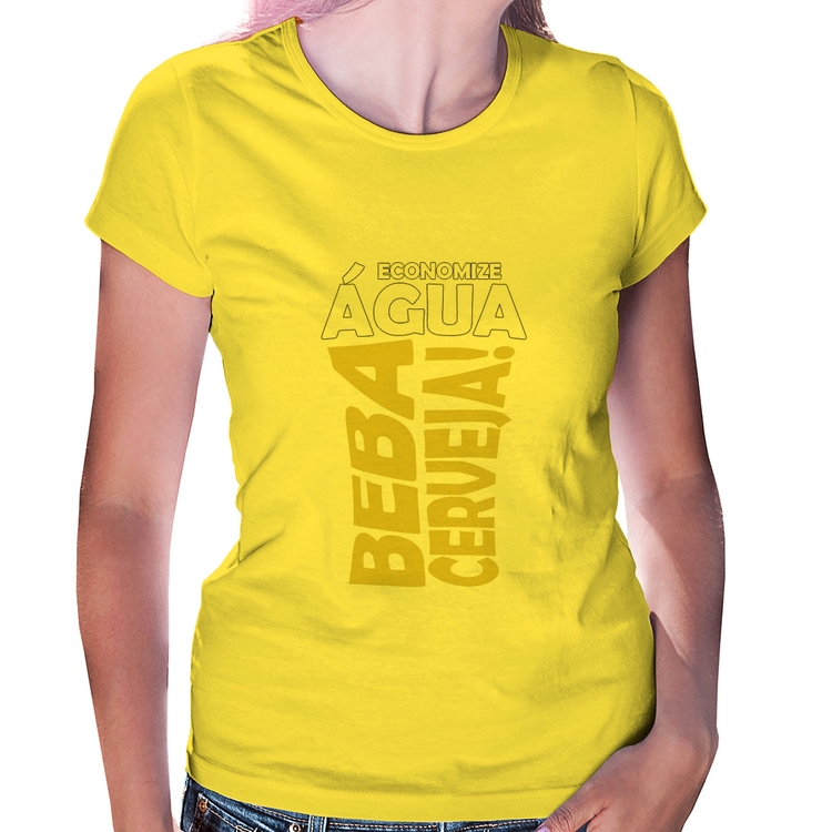 Baby Look Economize água, beba cerveja - Amarela