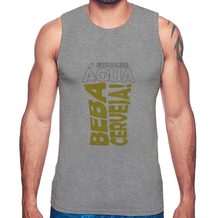 Regata Economize água, beba cerveja - Cinza