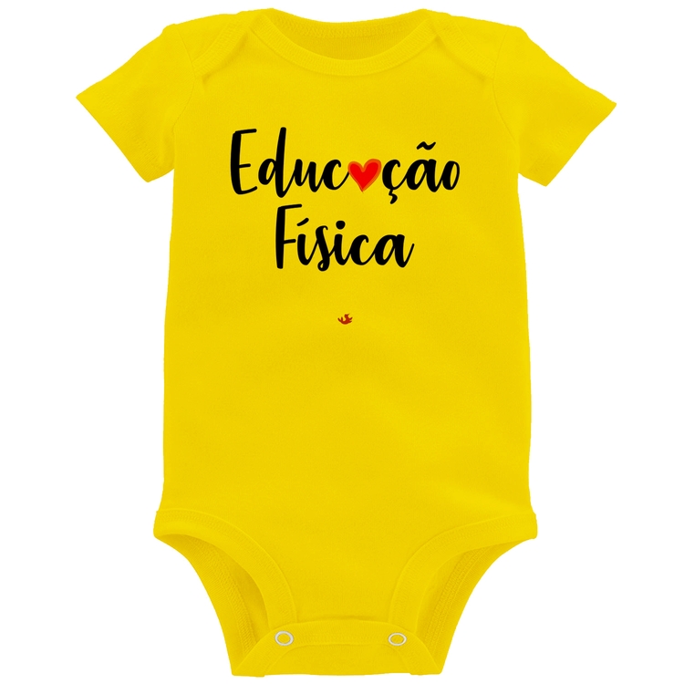 Body Bebê Educação Física por amor - Amarelo