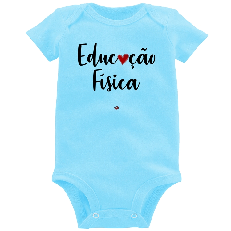 Body Bebê Educação Física por amor - Azul Bebê