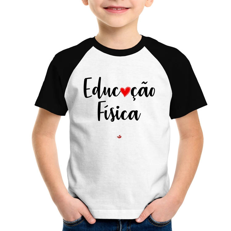 Camiseta Raglan Infantil Educação Física por amor