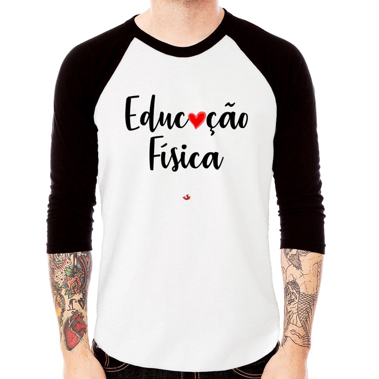 Camiseta Raglan Educação Física por amor Manga 3/4