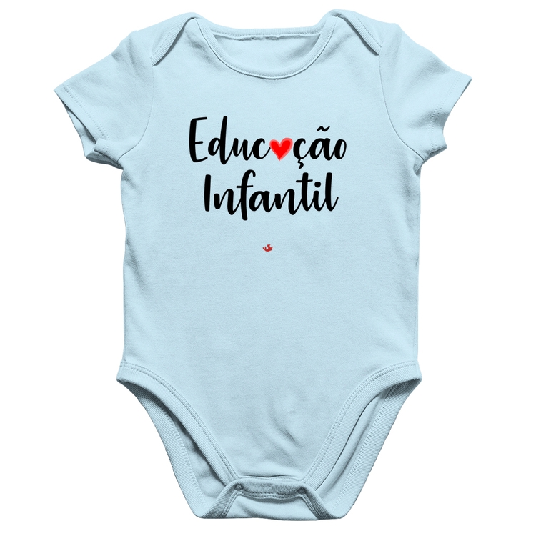 Body Bebê Algodão Educação Infantil por amor - Azul Bebê