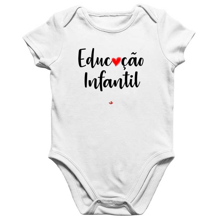 Body Bebê Algodão Educação Infantil por amor - Branco