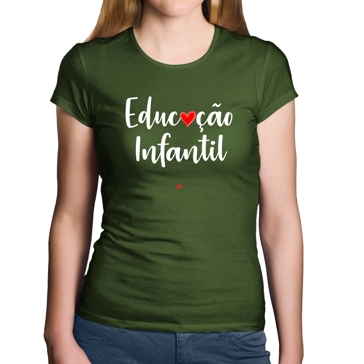 Baby Look Algodão Educação Infantil por amor - Musgo