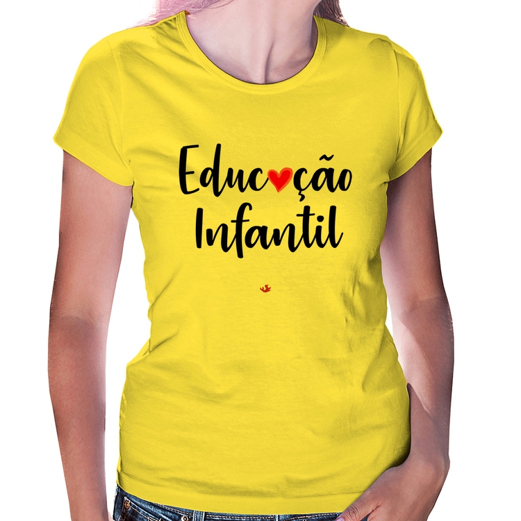 Baby Look Educação Infantil por amor - Amarela