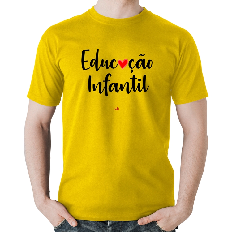 Camiseta Algodão Educação Infantil por amor - Amarela
