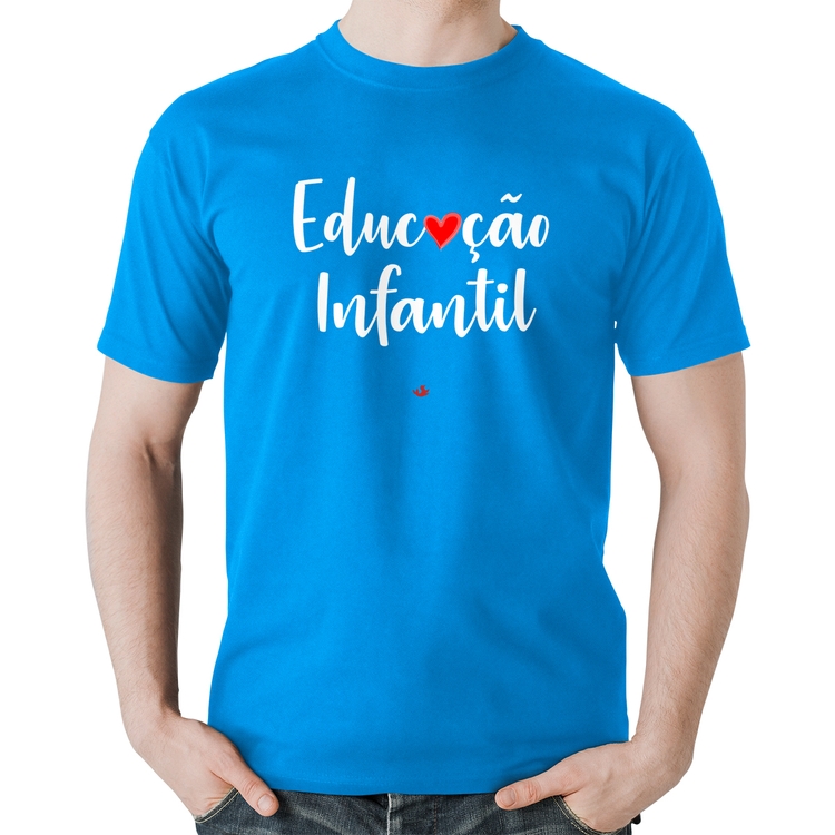 Camiseta Algodão Educação Infantil por amor - Azul