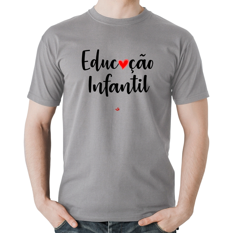 Camiseta Algodão Educação Infantil por amor - Cinza