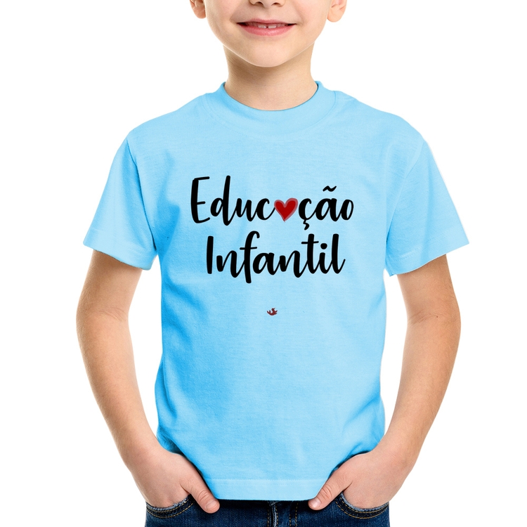 Camiseta Infantil Educação Infantil por amor - Azul Bebê