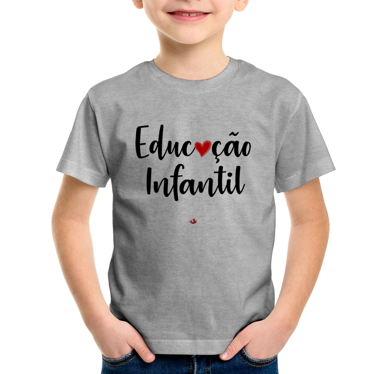 Camiseta Infantil Educação Infantil por amor - Cinza