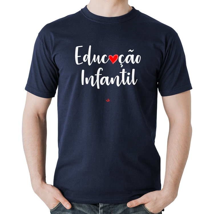 Camiseta Algodão Educação Infantil por amor - Marinho