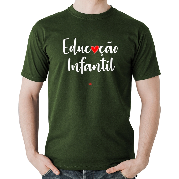 Camiseta Algodão Educação Infantil por amor - Musgo