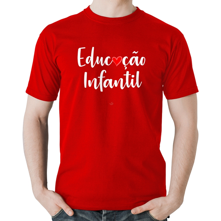 Camiseta Algodão Educação Infantil por amor - Vermelha
