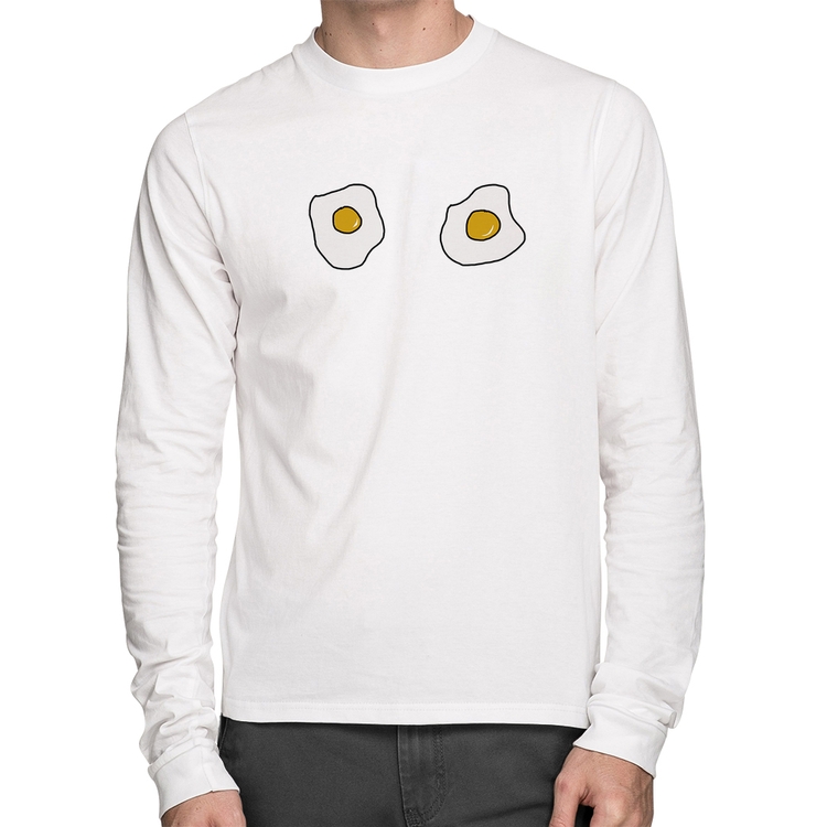 Camiseta Algodão Eggs Manga Longa - Branca