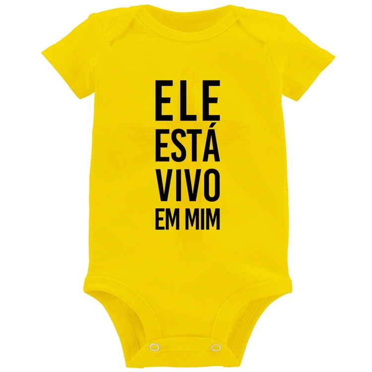 Body Bebê Ele está vivo em mim - Amarelo