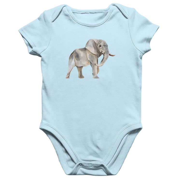 Body Bebê Algodão Elefante - Azul Bebê