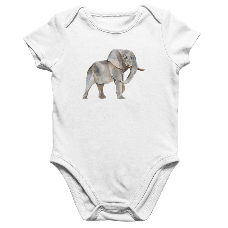 Body Bebê Algodão Elefante - Branco