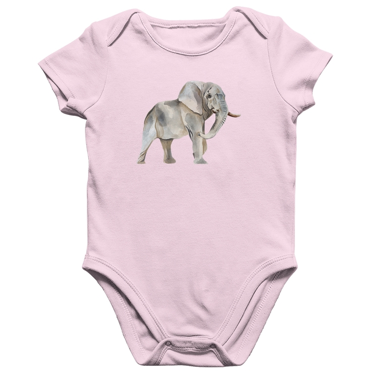 Body Bebê Algodão Elefante - Rosa Bebê