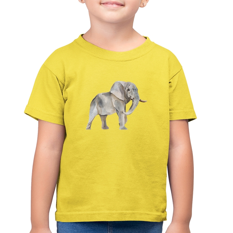 Camiseta Algodão Infantil Elefante - Amarelo Canário