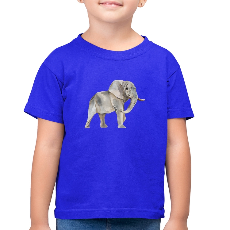 Camiseta Algodão Infantil Elefante - Azul Royal