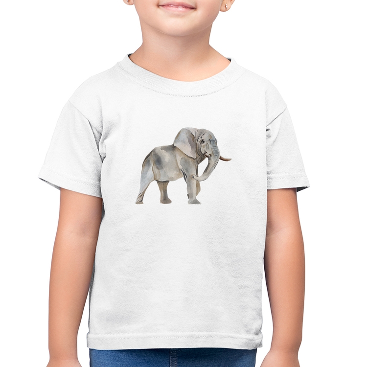 Camiseta Algodão Infantil Elefante - Branca