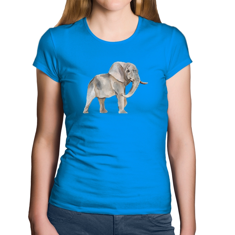 Baby Look Algodão Elefante - Azul