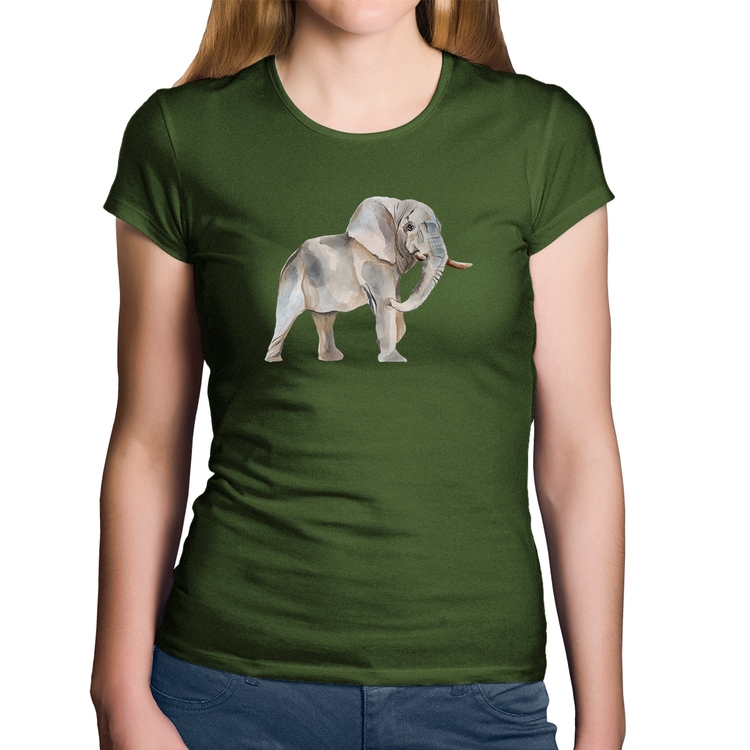 Baby Look Algodão Elefante - Musgo