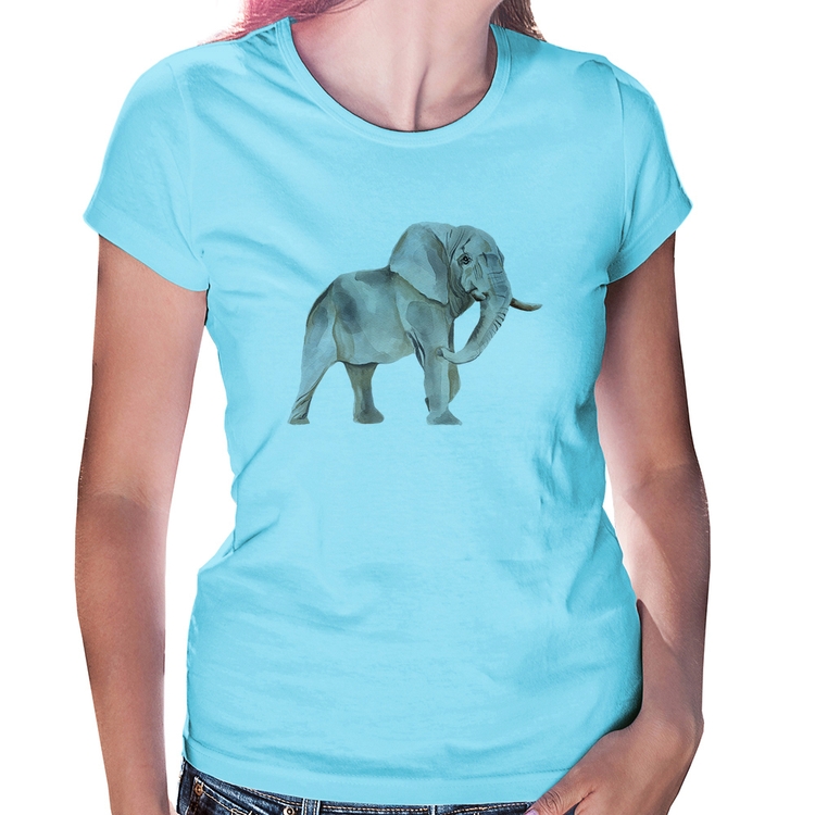 Baby Look Elefante - Azul Bebê