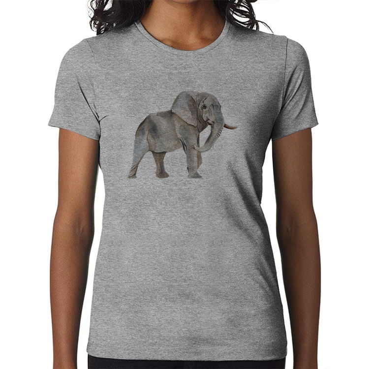 Baby Look Elefante - Cinza