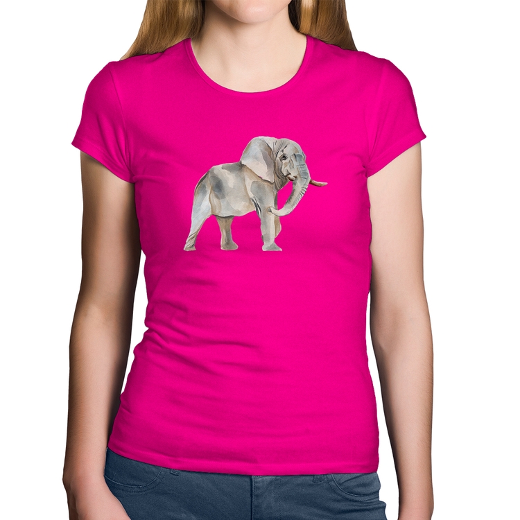 Baby Look Algodão Elefante - Rosa