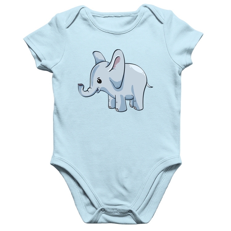 Body Bebê Algodão Elefante Bebê - Azul Bebê