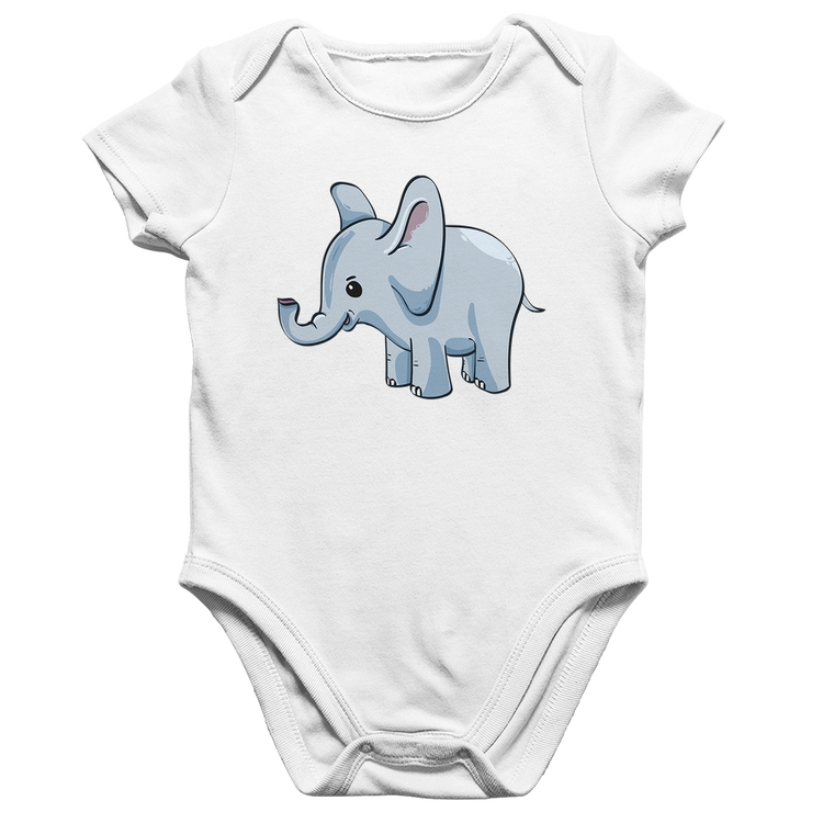 Body Bebê Algodão Elefante Bebê - Branco