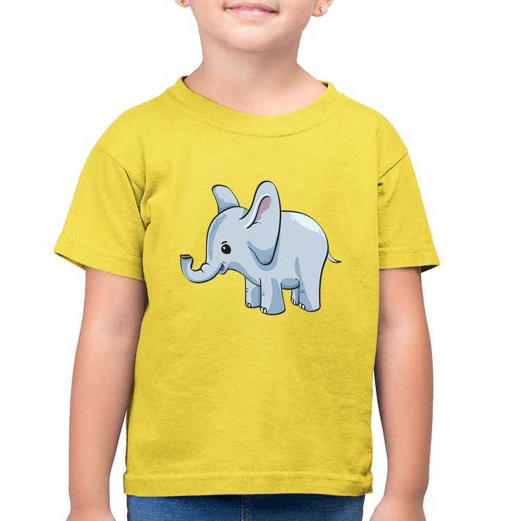 Camiseta Algodão Infantil Elefante Bebê - Amarelo Canário
