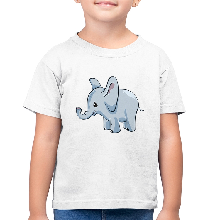 Camiseta Algodão Infantil Elefante Bebê - Branca